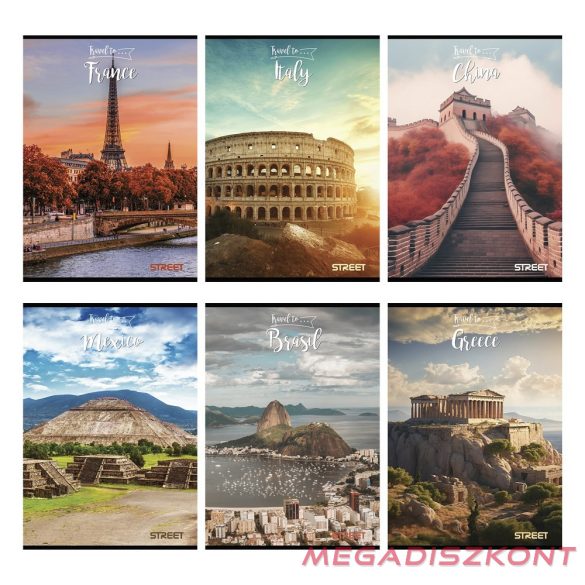 Füzet vonalas STREET A/4 54 lapos Travel