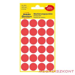 Etikett AVERY 3004 jelölőpont 18mm piros 96 darabos