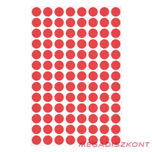 Etikett AVERY 3010 jelölőpont 8mm piros 416 darabos