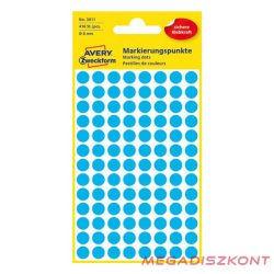 Etikett AVERY 3011 jelölőpont 8mm kék 416 darabos