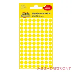 Etikett AVERY 3013 jelölőpont 8mm sárga 416 darabos