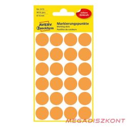Etikett AVERY 3173 jelölőpont 18mm neon narancs 96 darabos