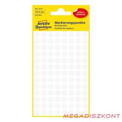 Etikett AVERY 3175 jelölőpont 8mm fehér 416 darabos