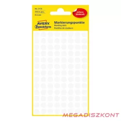 Etikett AVERY 3175 jelölőpont 8mm fehér 416 darabos
