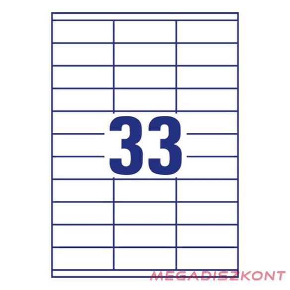 Etikett AVERY 3421 70x25,4mm univerzális fehér 3300 címke/doboz 100 ív/doboz