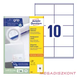  Etikett AVERY 3425 105x57mm univerzális 1000 címke/doboz 100 ív/doboz