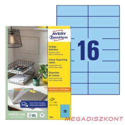   Etikett AVERY 3453 105x37mm univerzális kék 1600 címke/doboz 100 ív/doboz