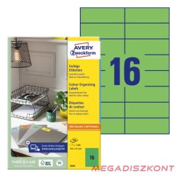   Etikett AVERY 3454 105x37mm univerzális zöld 1600 címke/doboz 100 ív/doboz