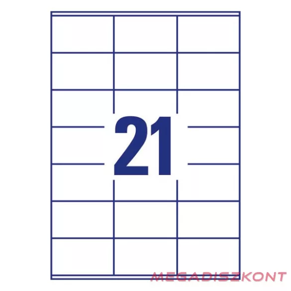 Etikett AVERY 3481 70x41mm univerzális fehér 2100 címke/doboz 100 ív/doboz