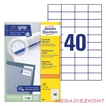 Etikett AVERY 3651 52,5x29,7mm univerzális fehér 4000 címke/doboz 100 ív/doboz