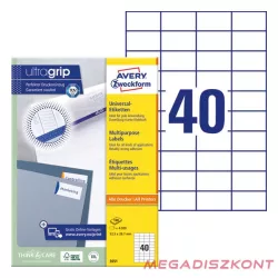  Etikett AVERY 3651 52,5x29,7mm univerzális fehér 4000 címke/doboz 100 ív/doboz