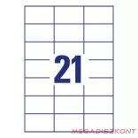 Etikett AVERY 3652 70x42,3mm univerzális 2100 címke/doboz 100 ív/doboz