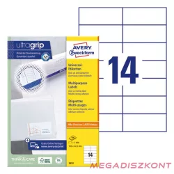   Etikett AVERY 3653 105x42,3mm univerzális 1400 címke/doboz 100 ív/doboz