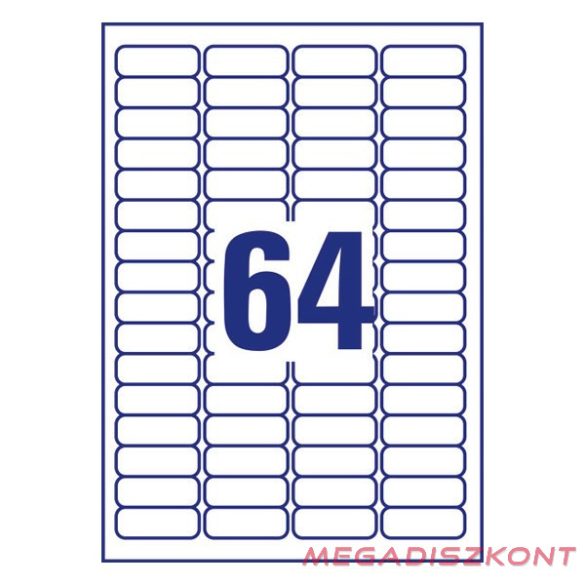 Etikett AVERY L6021REV-25 6021 45,7x16,9mm függőmappa címke 1600 címke/doboz 25 ív/doboz