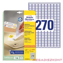   Etikett AVERY L4730REV-25 17,8x10mm visszaszedhető 6750 címke/doboz 25 ív/doboz