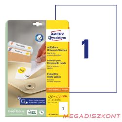   Etikett AVERY L4735REV-25 210x297mm univerzális visszaszedhető 30 címke/doboz 30 ív/doboz