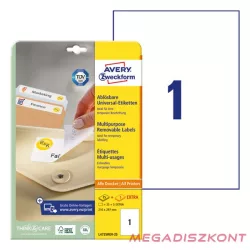   Etikett AVERY L4735REV-25 210x297mm univerzális visszaszedhető 30 címke/doboz 30 ív/doboz