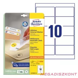   Etikett AVERY L4744REV-25 96x50,8mm univerzális 250 címke/doboz 25 ív/doboz