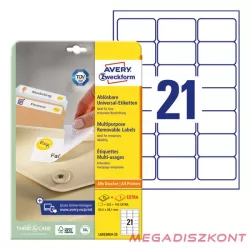   Etikett AVERY L6023REV-25 63,5X38,1 univerzális visszaszedhető 25+5 ív/doboz