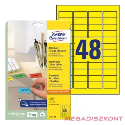   Etikett AVERY L6041-20 45,7x21,2mm univerzális sárga 960 címke/doboz 20 ív/doboz