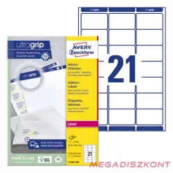   Etikett AVERY L7160-100 63,5x38,1mm univerzális 2100 címke/doboz 100 ív/doboz