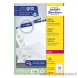 Etikett AVERY L7160-100 63,5x38,1mm univerzális 2100 címke/doboz 100 ív/doboz