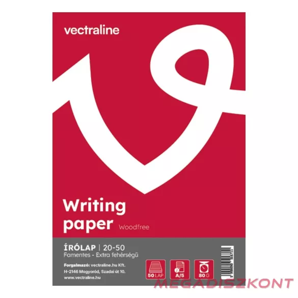 Írólap VECTRALINE A/5 famentes 20-50 50 lapos