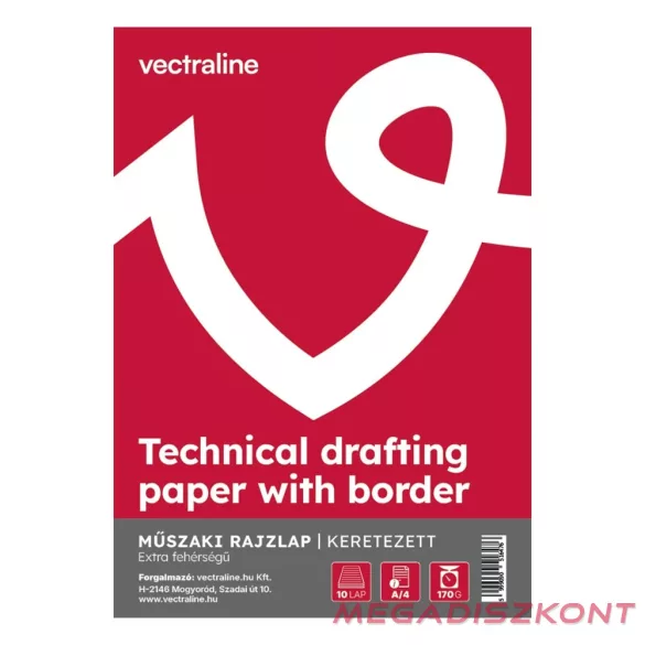 Rajzlap műszaki VECTRALINE A/4 180 g keretezett 10 lapos