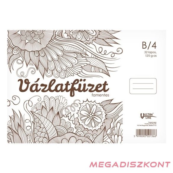 Vázlatfüzet spirálozott VECTRALINE B/4 120 g 32 lapos famentes