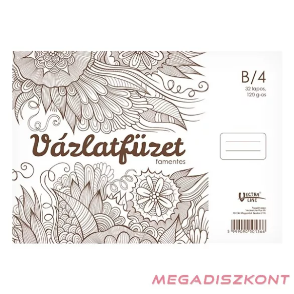 Vázlatfüzet spirálozott VECTRALINE B/4 170 g 32 lapos famentes