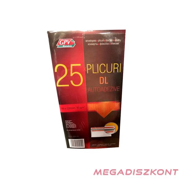 Boríték GPV LA/4 öntapadós bélésnyomott 110x220mm 25 darabos