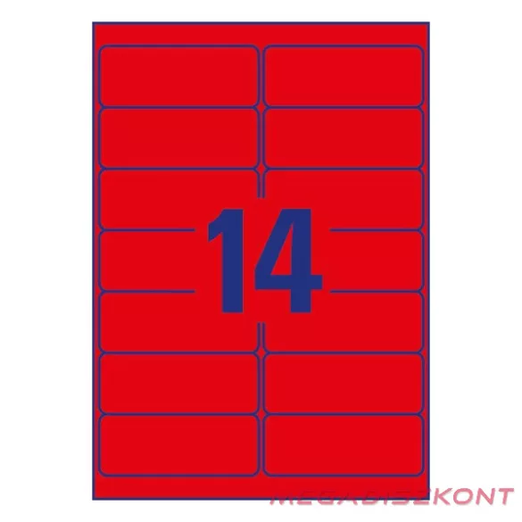 Etikett AVERY L7263R-25 99,1x38,1mm laser neon piros 350 címke/doboz 25 ív/doboz