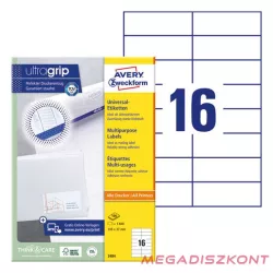   Etikett AVERY 3484 105x37mm univerzális 1600 címke/doboz 100 ív/doboz