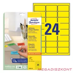  Etikett AVERY L6035-20 63,5x33,9mm univerzális sárga 480 címke/doboz 20 ív/doboz