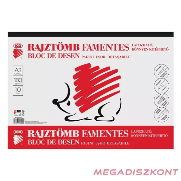 Rajztömb ICO Süni A/3 190 g 10lapos