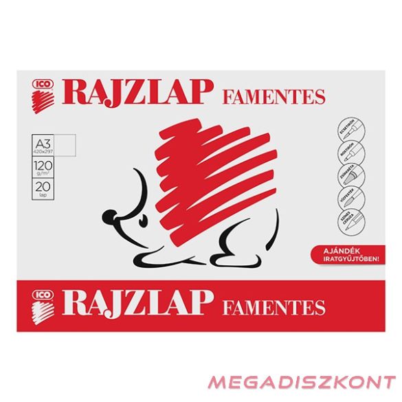 Rajzlap ICO Süni A/3 120 g famentes 20 íves