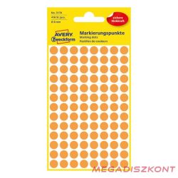   Etikett AVERY 3178 öntapadó jelölőpont neon sárga 8mm 416 jelölőpont/csomag