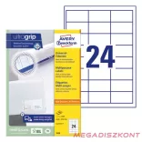 Etikett AVERY 3658 64,6x33,8mm univerzális fehér 2400 címke/doboz 100 ív/doboz
