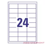 Etikett AVERY 3658 64,6x33,8mm univerzális fehér 2400 címke/doboz 100 ív/doboz