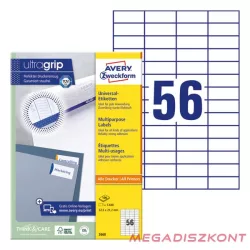   Etikett AVERY 3668 52,5x21,2mm univerzális 5600 címke/doboz 100 ív/doboz