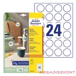 Etikett AVERY L3415-10 kör alakú 40 mm átmérő 240 címke/doboz 10 ív/doboz