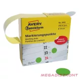Etikett AVERY 3855 öntapadó jelölőpont adagoló dobozban zöld 19mm 250 jelölőpont/doboz