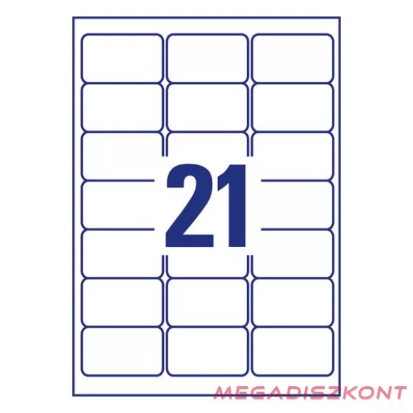 Etikett AVERY L7782-25 63,5x38,1mm víztiszta átlátszó 525 címke/doboz 25 ív/doboz