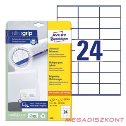   Etikett AVERY 3490 70x36 mm fehér univerzális  720 címke/doboz 30 ív/doboz