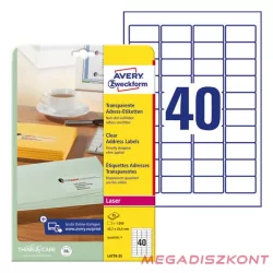   Etikett AVERY L4770-25 45,7x25,4 mm átlátszó 1000 címke/doboz 25 ív/doboz
