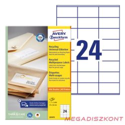   Etikett AVERY LR3475 70x36 mm környezetbarát 2400 címke/doboz 100 ív/doboz