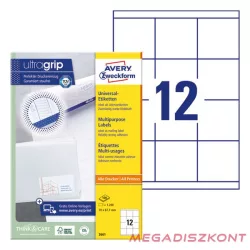   Etikett AVERY 3661 70x67,7 mm fehér univerzális 1200 címke/doboz 100 ív/doboz