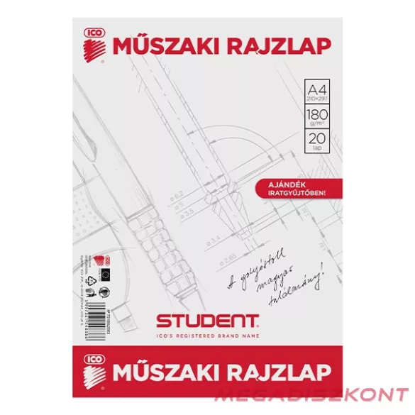 Rajzlap műszaki ICO Student A/4 20 lapos
