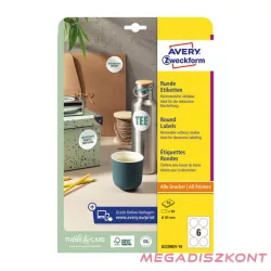   Etikett AVERY L6229REV-10  80mm univerzális kör visszaszedhető 10 íves