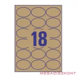 Etikett AVERY L7103-25 63,5x42,3 mm környezetbarát ovális barna kraft 25 íves